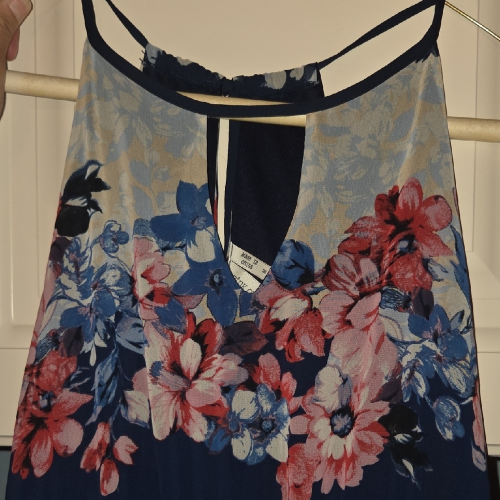 Pink Owl Long Navy Floral Halter Maxi Dress - Picture 2 of 6